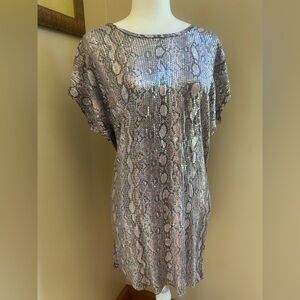 NWT—Michael Kors Sequin Snake Print T-shirt tunic/dress, Rose Water